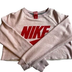Nike Red Logo Crewneck Cropped Size Small